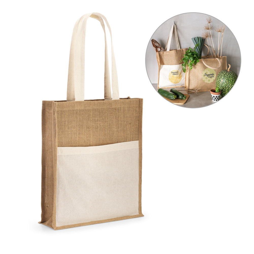 SAC SHOPPING EN JUTE AVEC POCHETTE 100% COTON 'BRACCA'